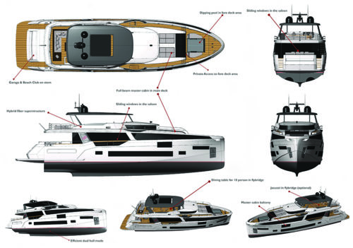 Sirena 88 layout - yacht and sea